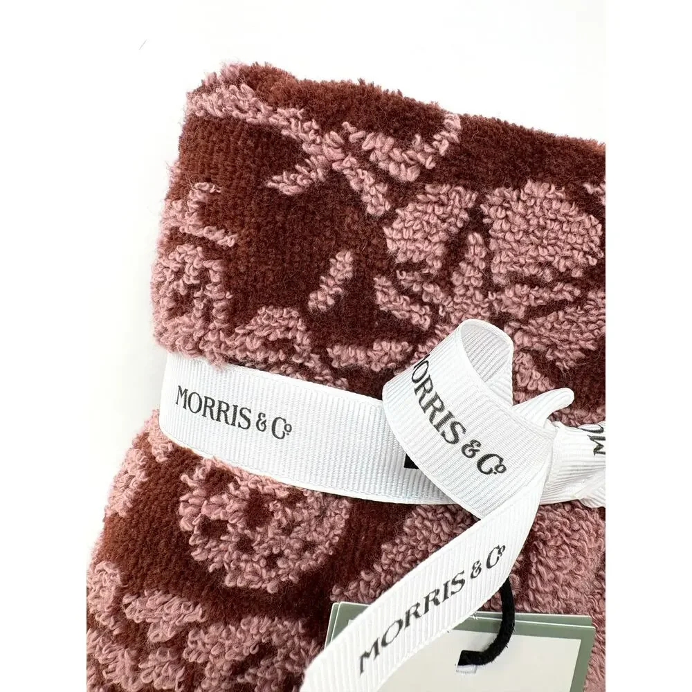 William Morris Co Hand Towels Strawberry Thief Pink Rust Velour NWT Set Of 2